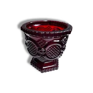 Vtg Avon Ruby Red Sugar Bowl "1876 Cape Cod Collection" Christmas Pressed Glass